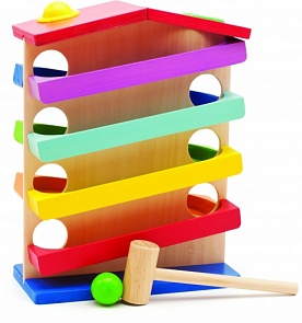 Деревянная игрушка – Горка - Домик (Игрушки из дерева, Д016)